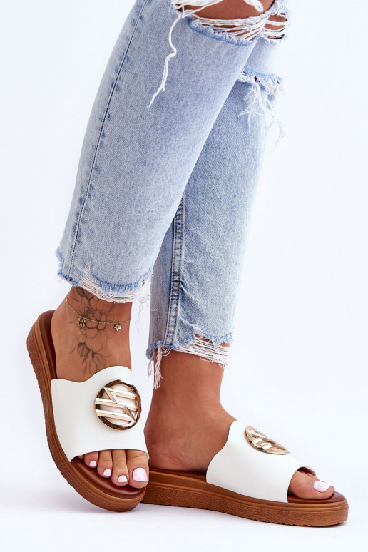 Women's Slippers With Decoration White Secrets