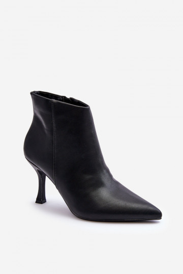 Women's Leather Boots On Heel Black Merisa