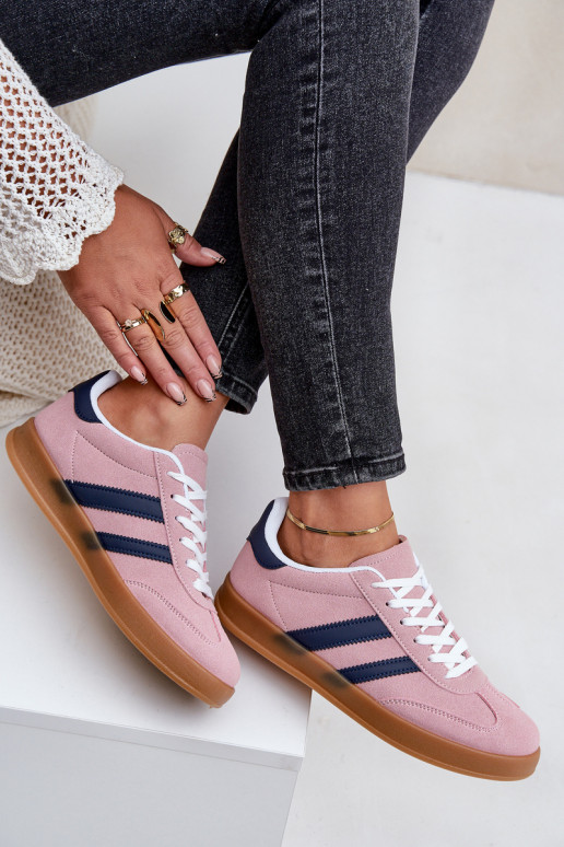 Sneakersy Damskie Niskie Różowe Ennorwen