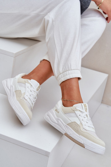 Sneakersy Na Platformie Big Star OO274A155 Biało-Beżowe