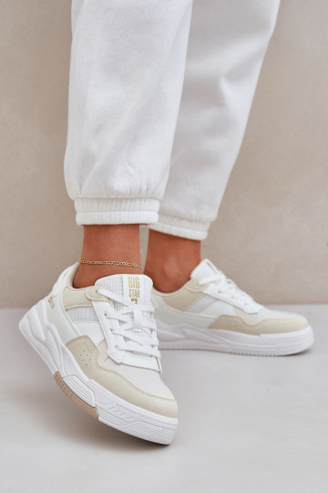Sneakersy Na Platformie Big Star OO274A155 Biało-Beżowe 2