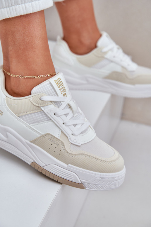Sneakersy Na Platformie Big Star OO274A155 Biało-Beżowe