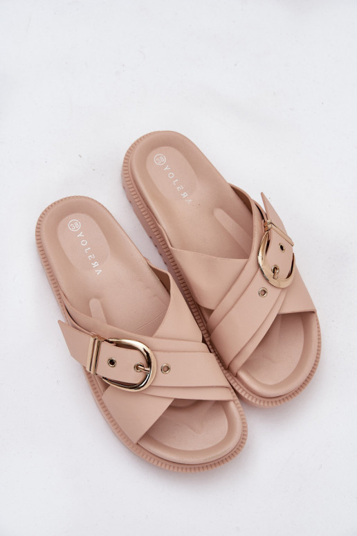 Platform Sandals With Buckle Beige Honavia