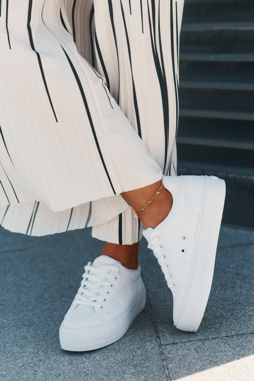 Eco leather women's sneakers on platform Big Star RR274298 white