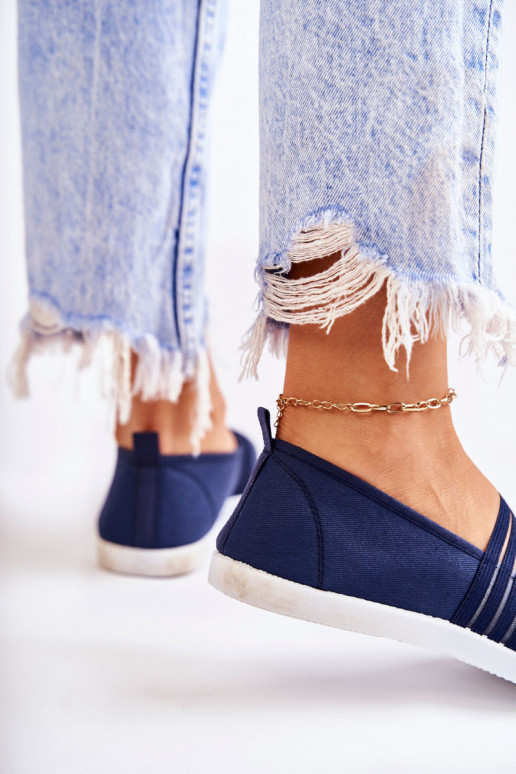 Women's Cloth Sneakers Slip-On Navy Blue Lilis
