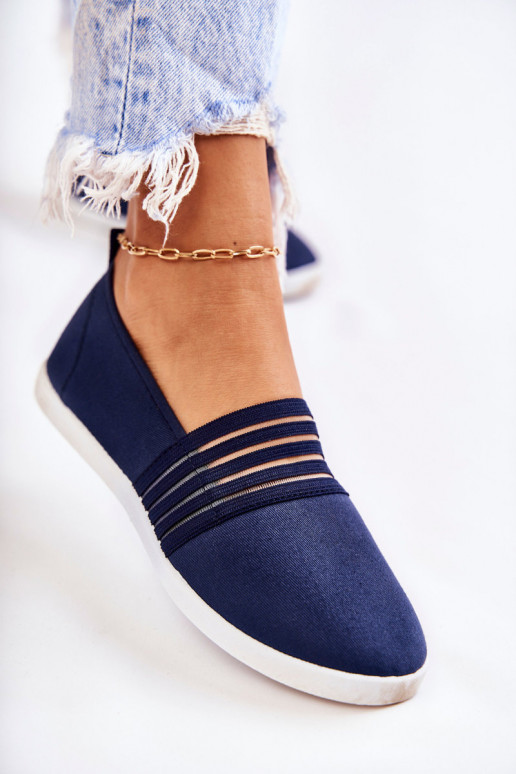 Women's Cloth Sneakers Slip-On Navy Blue Lilis