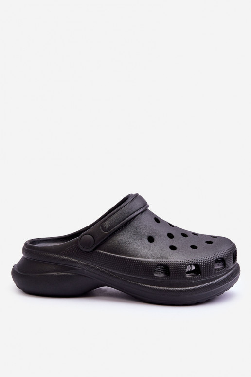 Foam Crocs Sandals On A Chunky Sole Black Katniss
