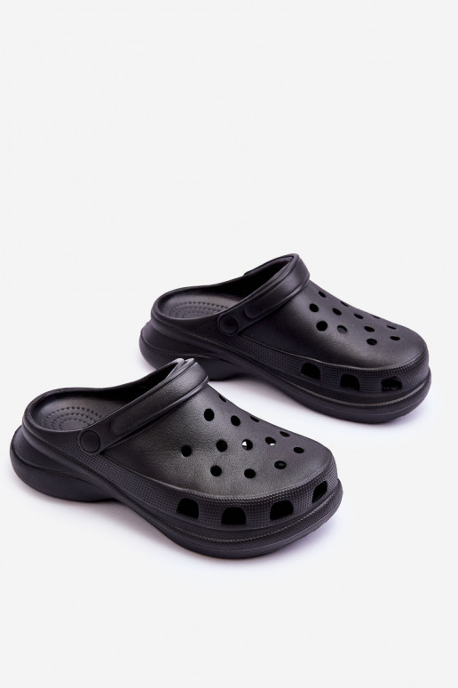 Foam Crocs Sandals On A Chunky Sole Black Katniss