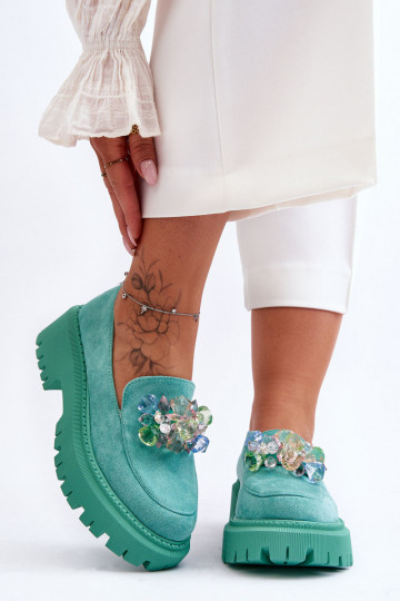Women's Crystal Loafers Green Avril 2