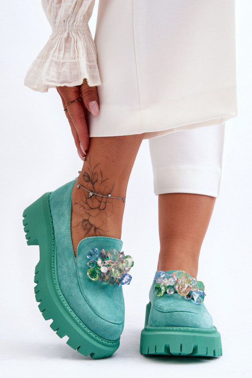 Women's Crystal Loafers Green Avril