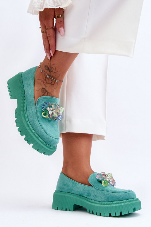 Women's Crystal Loafers Green Avril