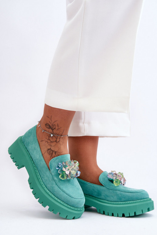Women's Crystal Loafers Green Avril