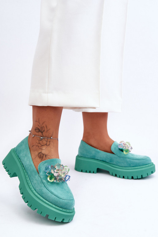 Women's Crystal Loafers Green Avril