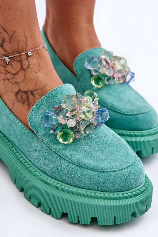 Women's Crystal Loafers Green Avril