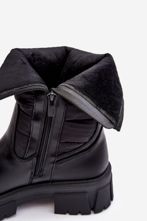 Zip-up Fleece-lined Snow Boots Black MM274068 Big Star