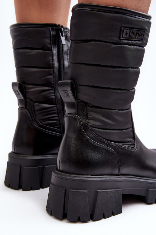 Zip-up Fleece-lined Snow Boots Black MM274068 Big Star