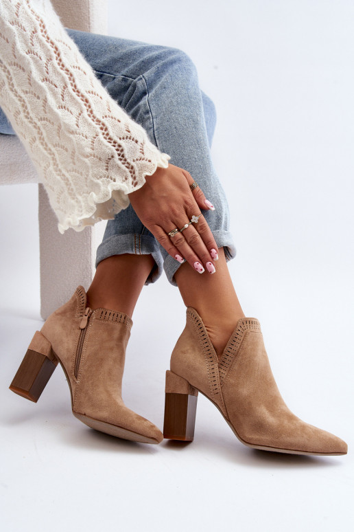 Ankle Boots with Lace Pattern Beige Vailen