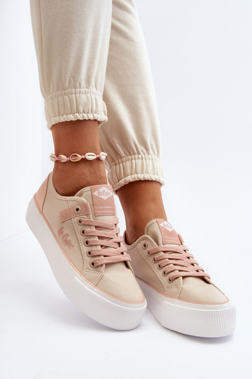 Materiałowe Trampki Damskie Lee Cooper LCW-24-31-2196 Beżowe