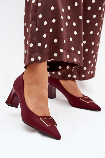 Heels With Decorative Buckle Burgundy Seriva 2
