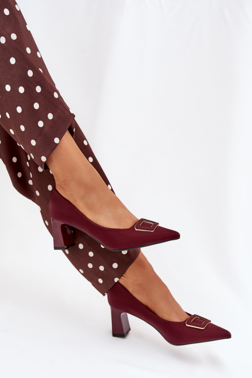 Heels With Decorative Buckle Burgundy Seriva