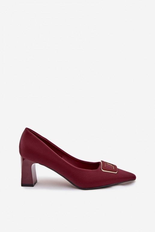 Heels With Decorative Buckle Burgundy Seriva