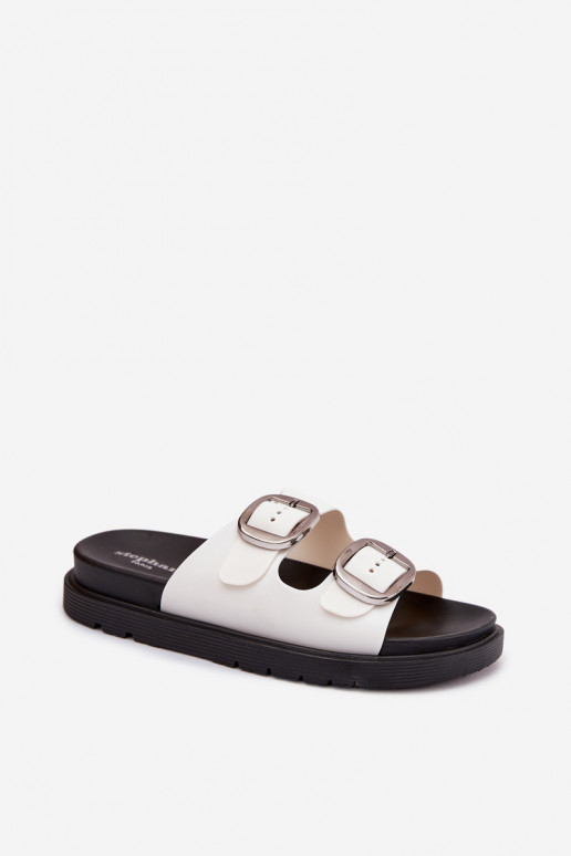 Women's slippers with clips on platform white Elamas