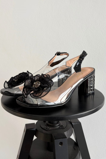 High heel sandals with decoration D&A MR52-238 Black