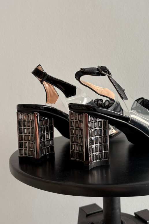 High heel sandals with decoration D&A MR52-238 Black