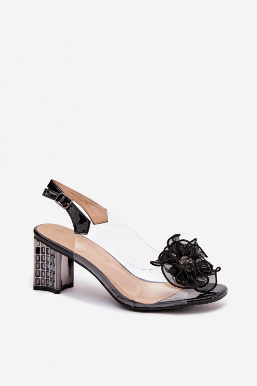 High heel sandals with decoration D&A MR52-238 Black