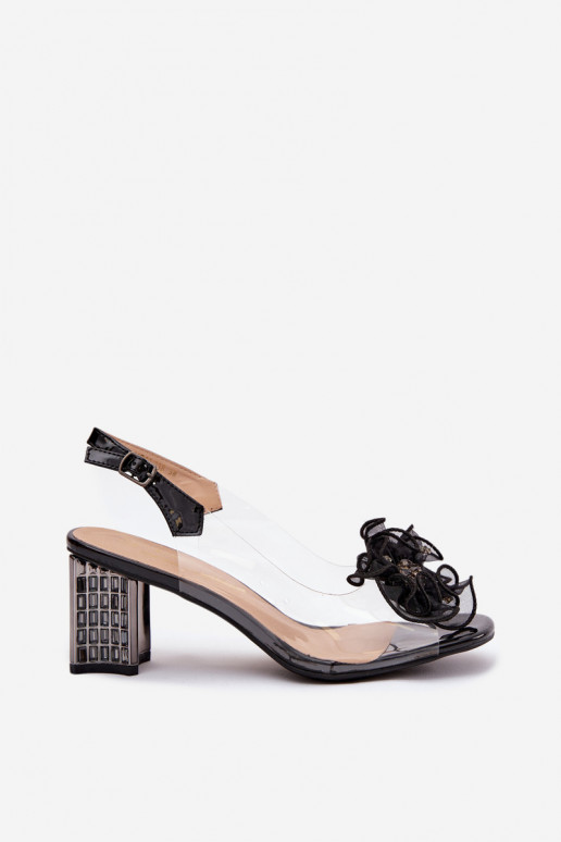 High heel sandals with decoration D&A MR52-238 Black