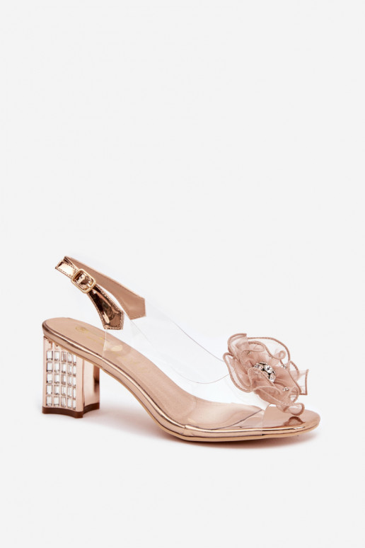 Heeled Sandals with Decoration D&A MR52-238 Pink Gold