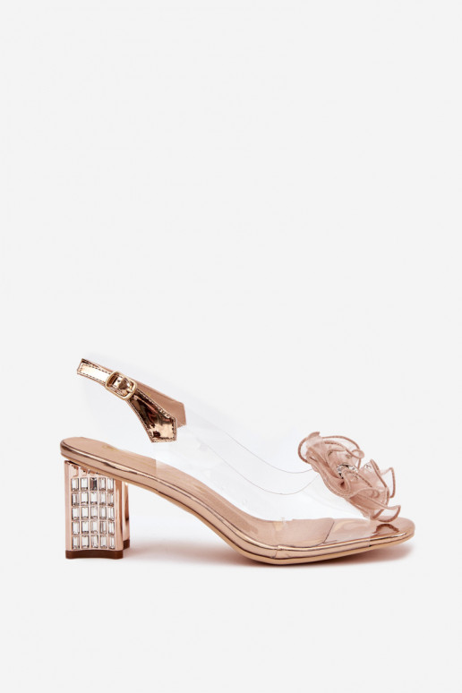 Heeled Sandals with Decoration D&A MR52-238 Pink Gold