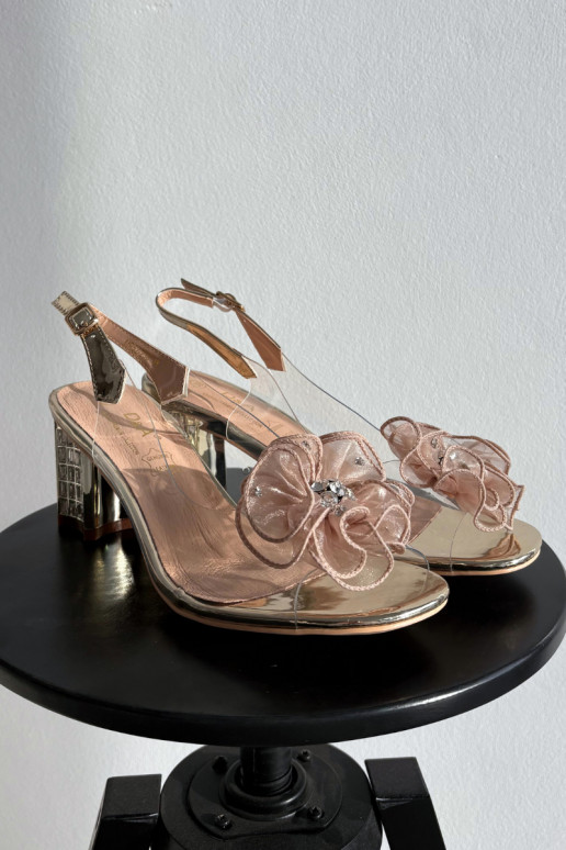 Block heel sandals with embellishment D&A MR52-238 Gold