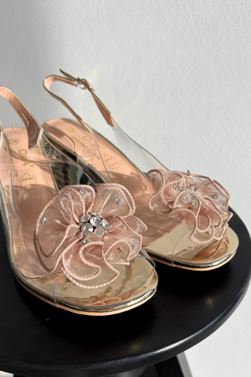 Block heel sandals with embellishment D&A MR52-238 Gold