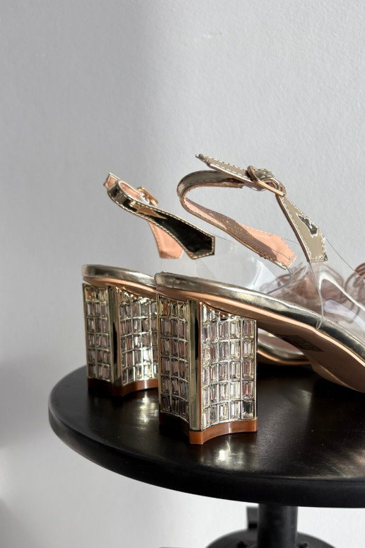 Block heel sandals with embellishment D&A MR52-238 Gold