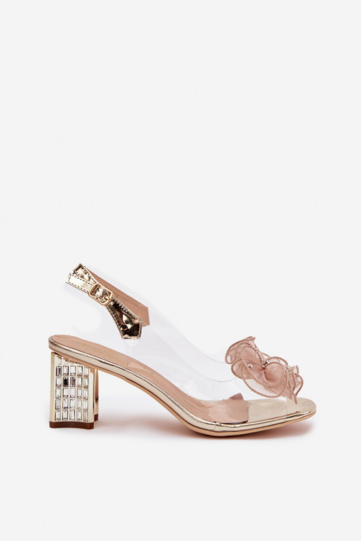 Block heel sandals with embellishment D&A MR52-238 Gold