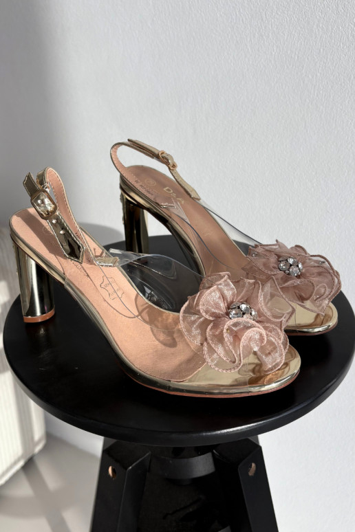 Sandały Na SłupkuwithOzdobą I Kryształkami D&A MR52-236 Złote