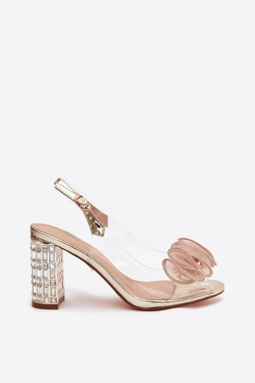 Heeled Sandals with Crystals D&A MR52-237 Gold