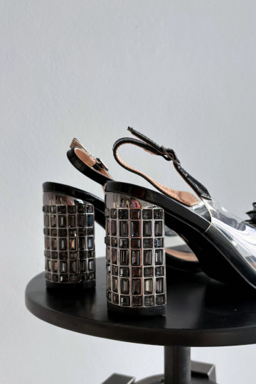 Heeled Sandals With Crystals D&A MR52-237 Black 2