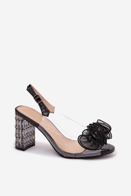 Heeled Sandals With Crystals D&A MR52-237 Black