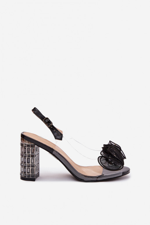 Heeled Sandals With Crystals D&A MR52-237 Black
