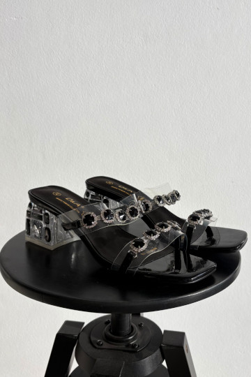 Women's Slippers with Crystals D&A MR1037-02 Black