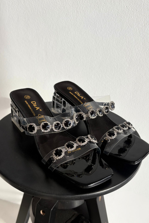 Women's Slippers with Crystals D&A MR1037-02 Black