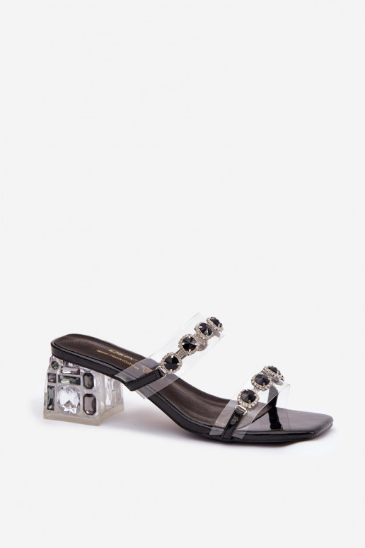 Women's Slippers with Crystals D&A MR1037-02 Black