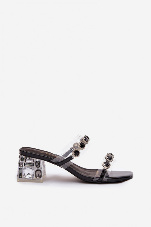 Women's Slippers with Crystals D&A MR1037-02 Black