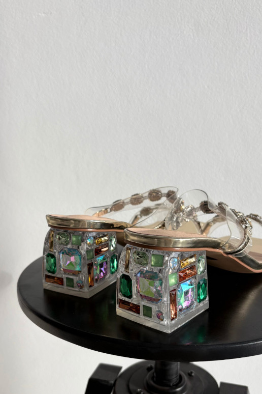 Women's slippers with crystals D&A MR1037-02 Gold