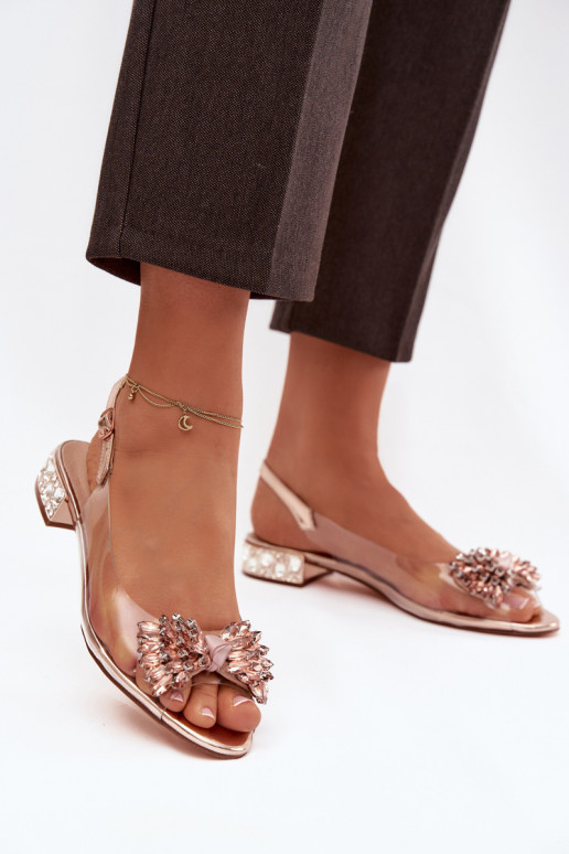 Transparent sandals with bow D&A MR52-231 Rose Gold