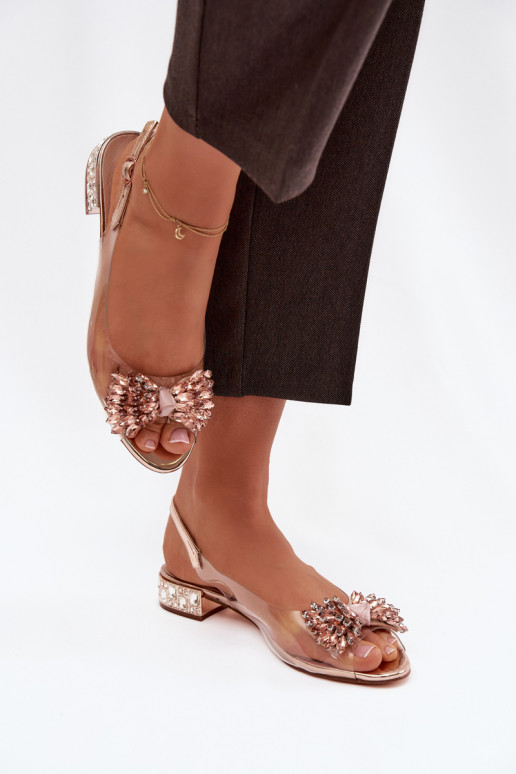 Transparent sandals with bow D&A MR52-231 Rose Gold