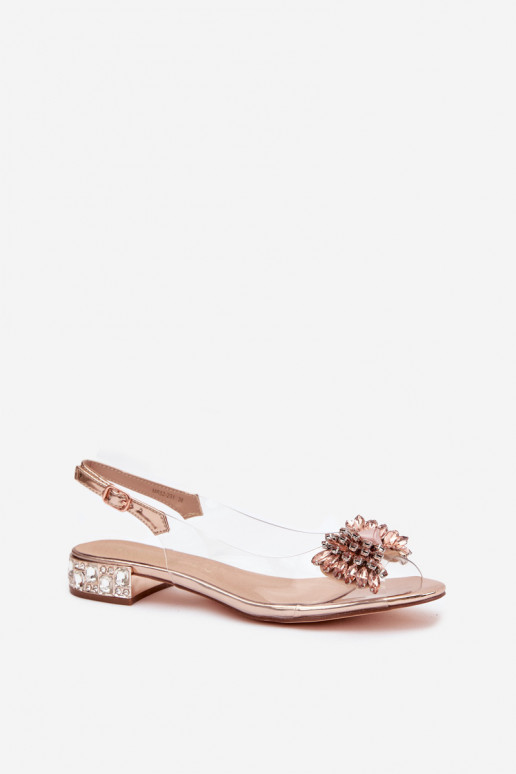 Transparent sandals with bow D&A MR52-231 Rose Gold
