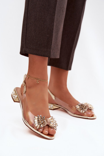 Transparent sandals with bow D&A MR52-231 gold 2